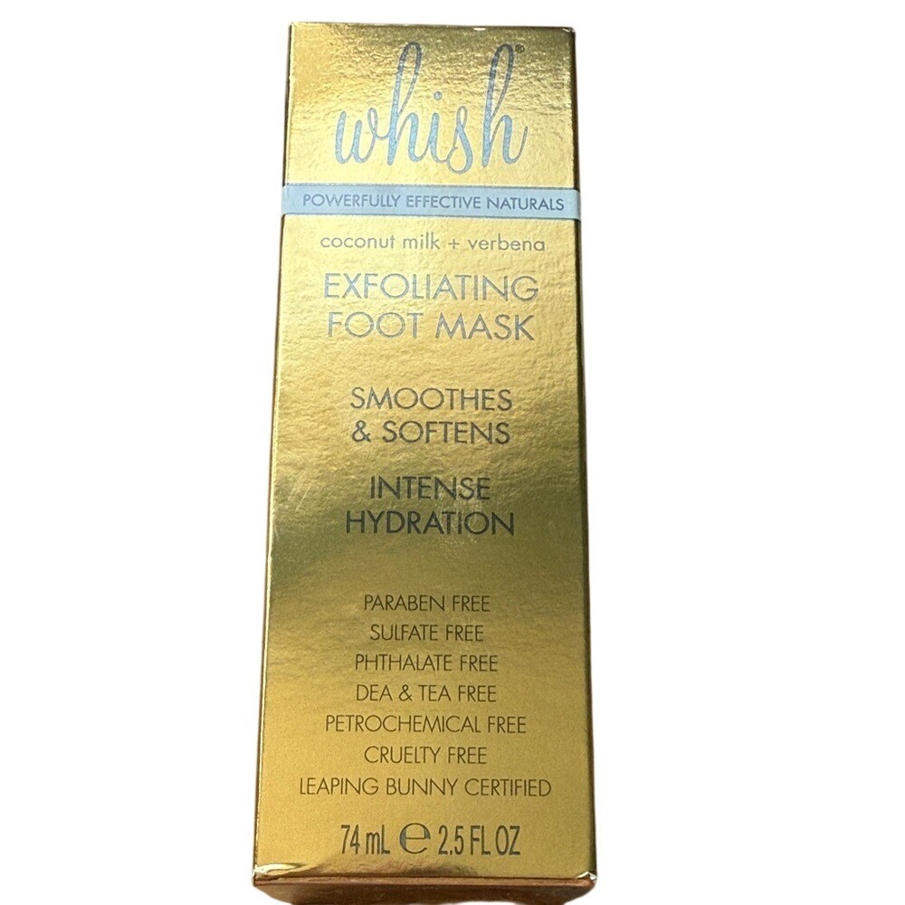 Whish Coconut Milk Verbena Exfoliating Foot Mask 2.5 oz / 74 ml Hydrating NEW